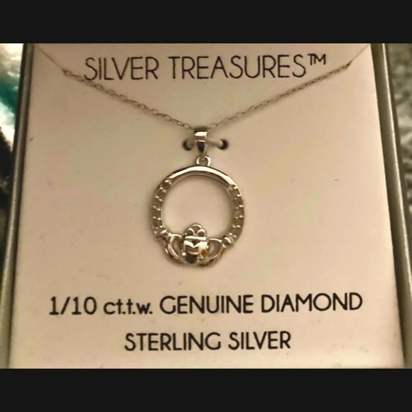 Sterling Silver necklace with genuine diamonds - Picture 1 of 4